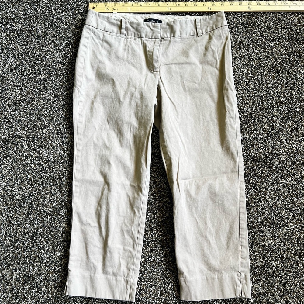 Talbots Tan Chinos Flat Front Cotton Blend